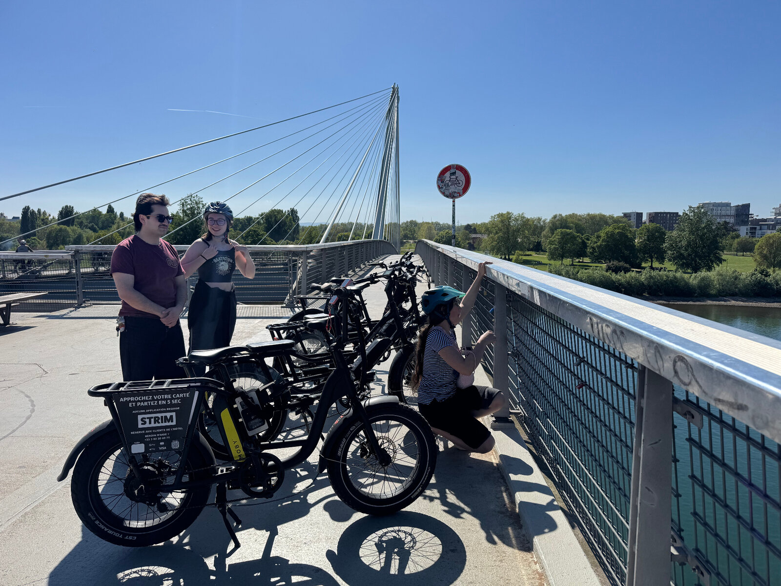 STRIM e-bikes on the Passerelle des Deux Rives between France and Germany